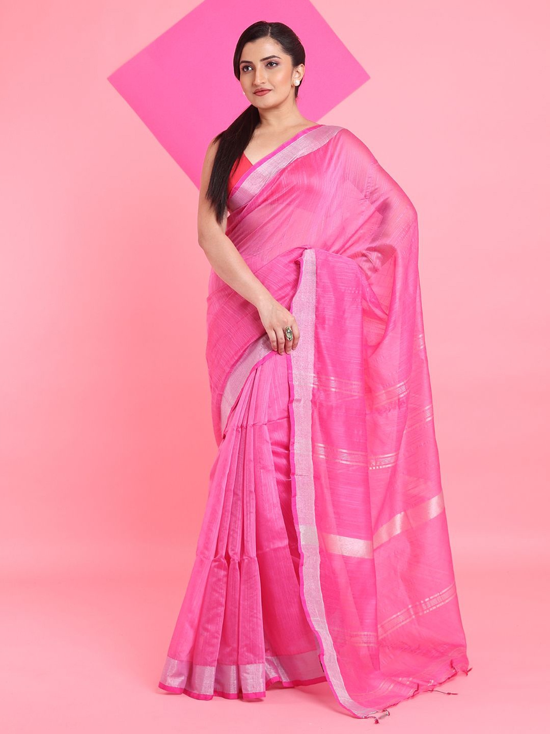 

Arhi Zari Woven Design Saree, Pink