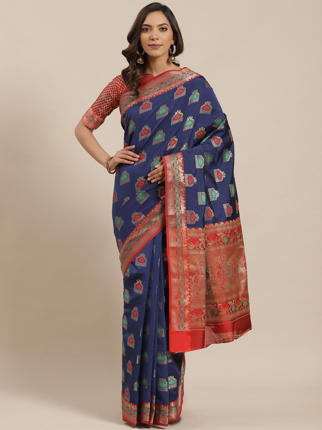 

KIMISHA Woven Design Zari Banarasi Saree, Navy blue