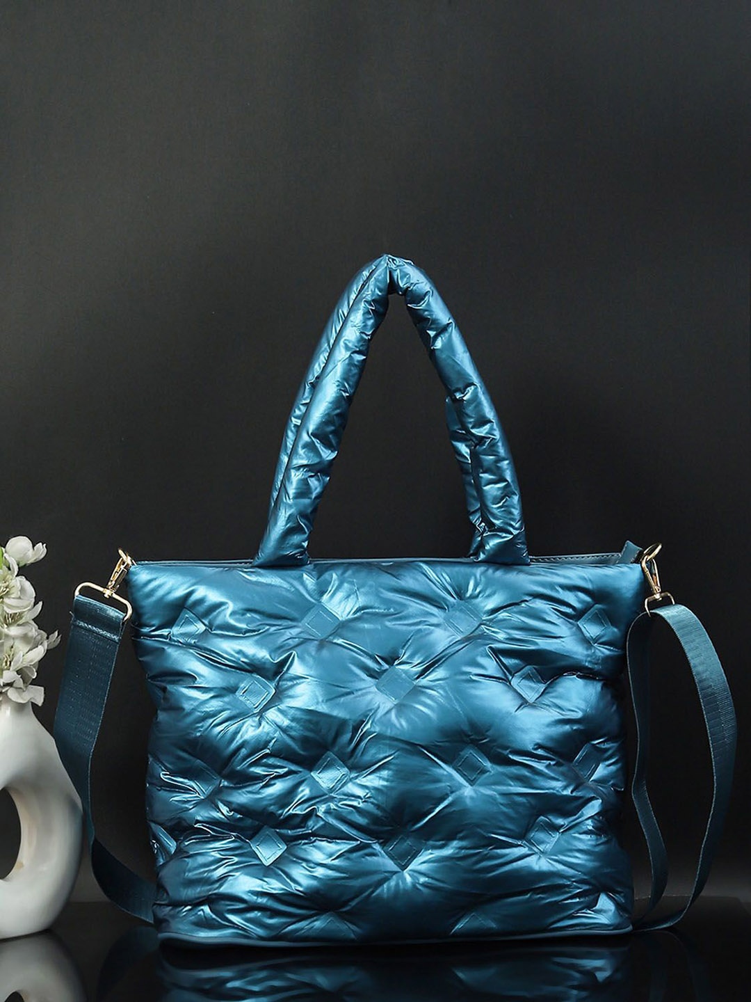 

Bagsy Malone Textured Structured Tote Bag, Turquoise blue