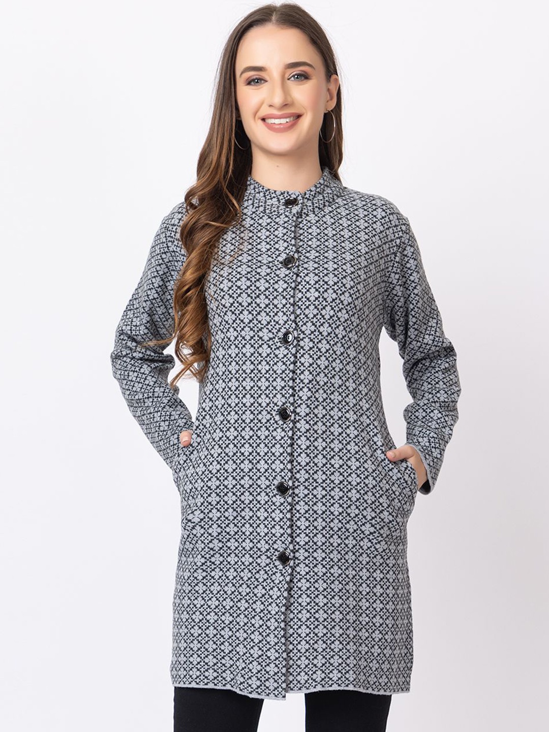 

Anouk Women Printed Cardigan, Grey