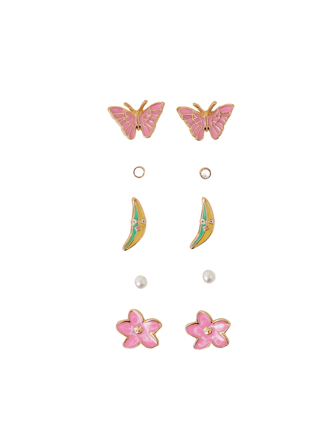 

Accessorize Set Of 5 Contemporary Metal Studded Earrings, Pink