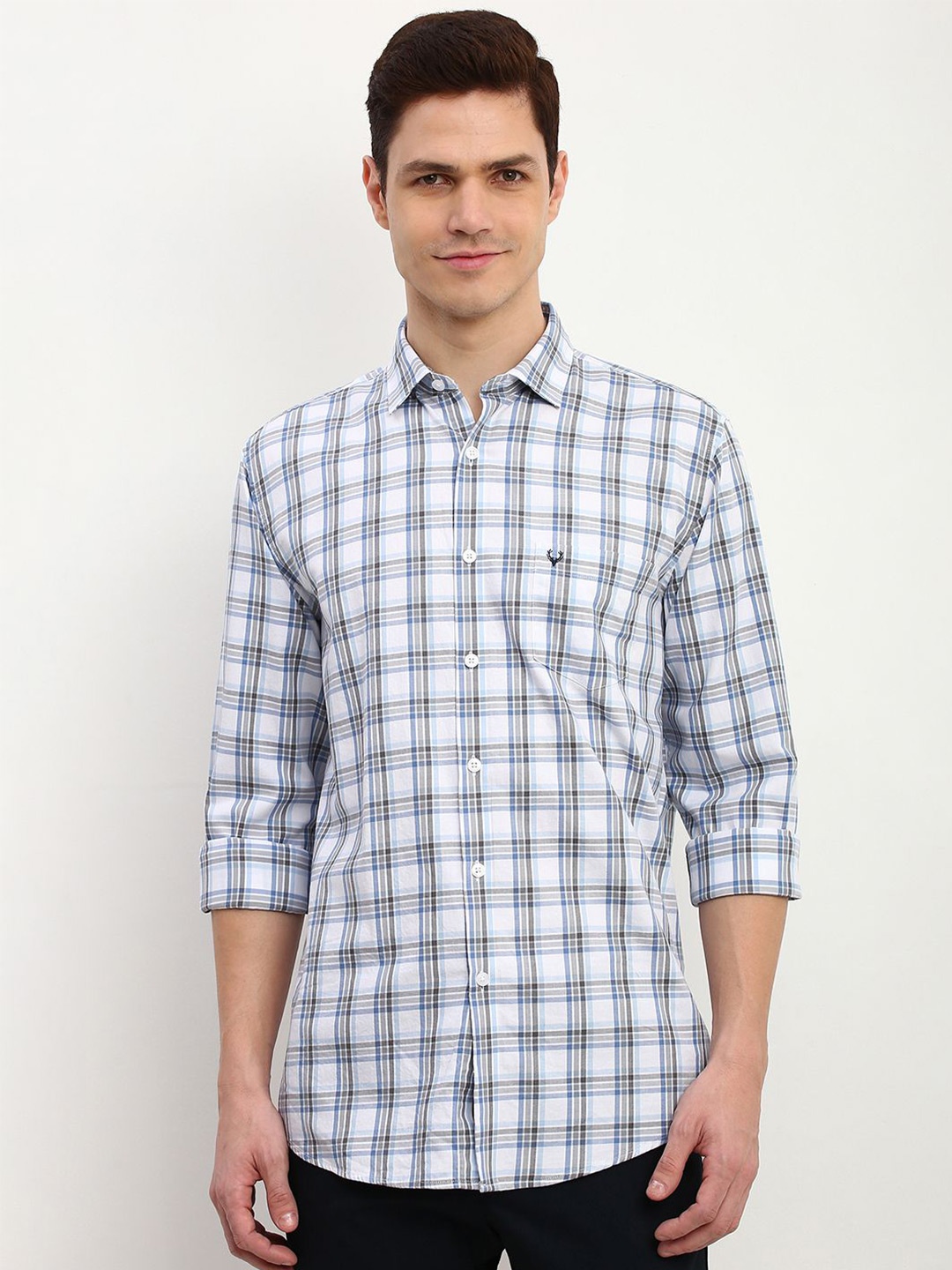 

Allen Solly Men Spread Collar Tartan Checked Cotton Slim Fit Casual Shirt, White