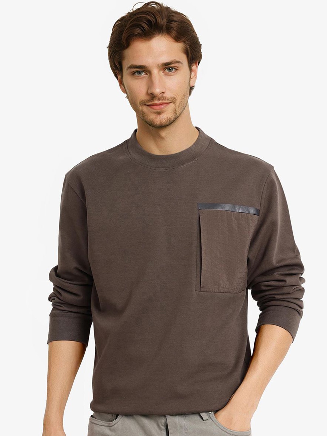 

RARE RABBIT Men Solid Sweatshirt, Brown