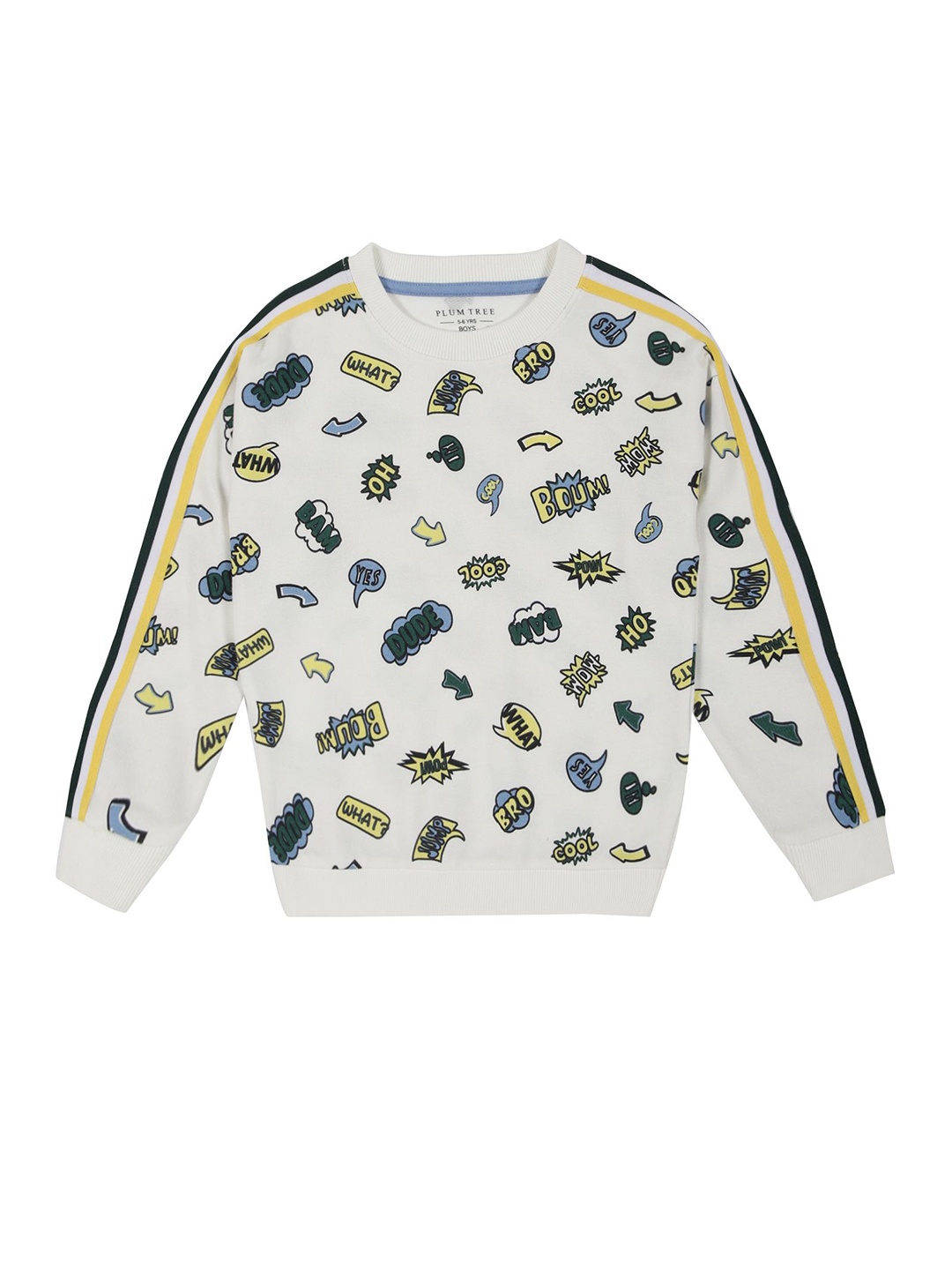 

PLUM TREE Boys Conversational Printed Pure Cotton Sweatshirt, Off white