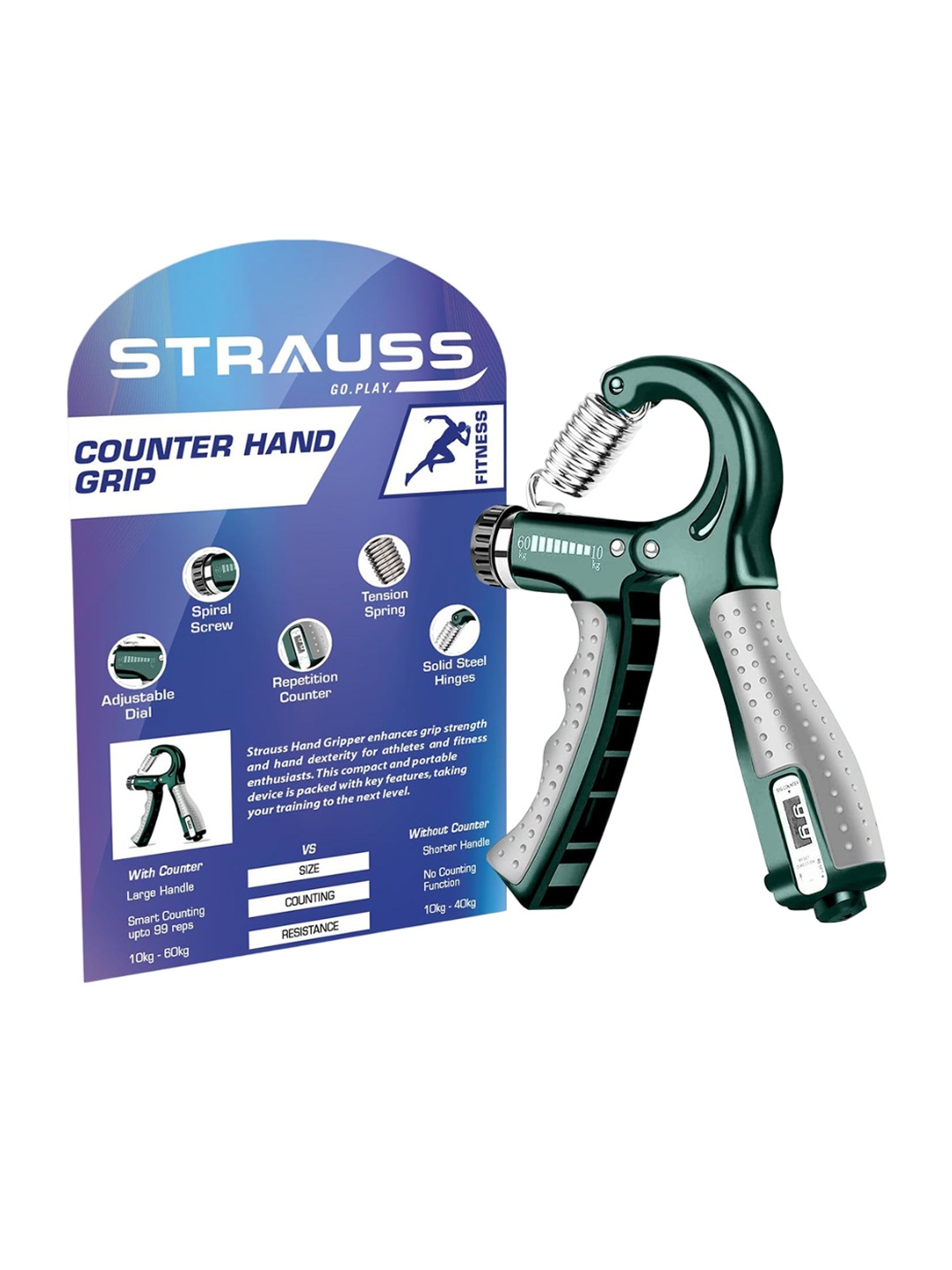 

STRAUSS Printed Adjustable Hand Grip Accessories, Green