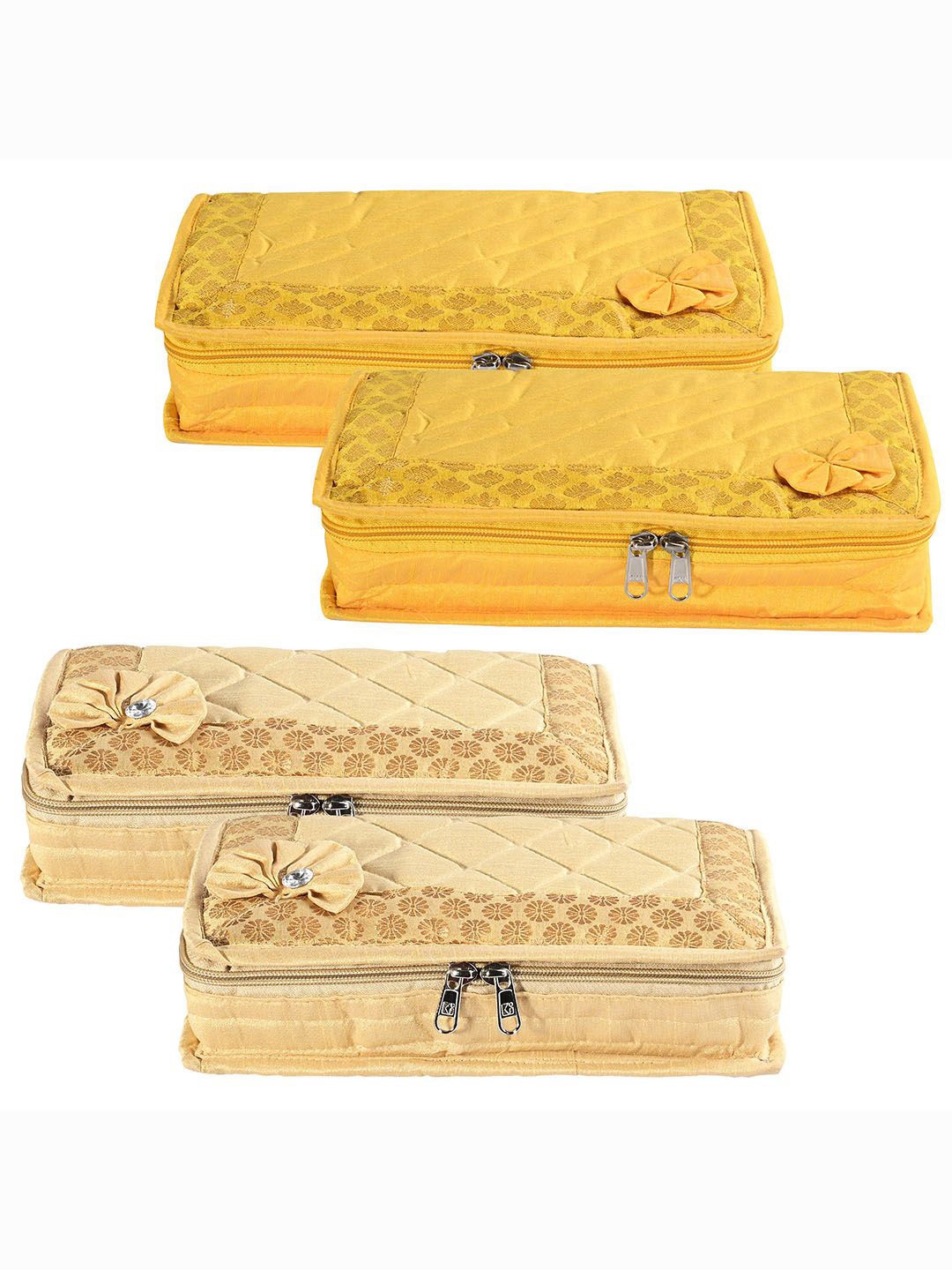 

Kuber Industries Gold-Toned & Yellow 4 Pieces Jewellery Organisers