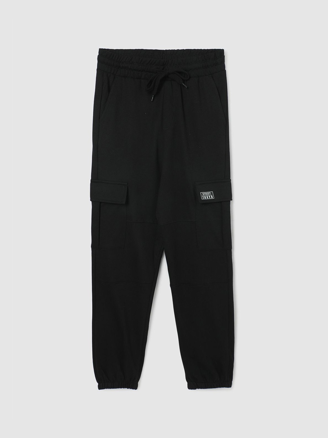 

max Boys Cotton Mid-Rise Joggers, Black