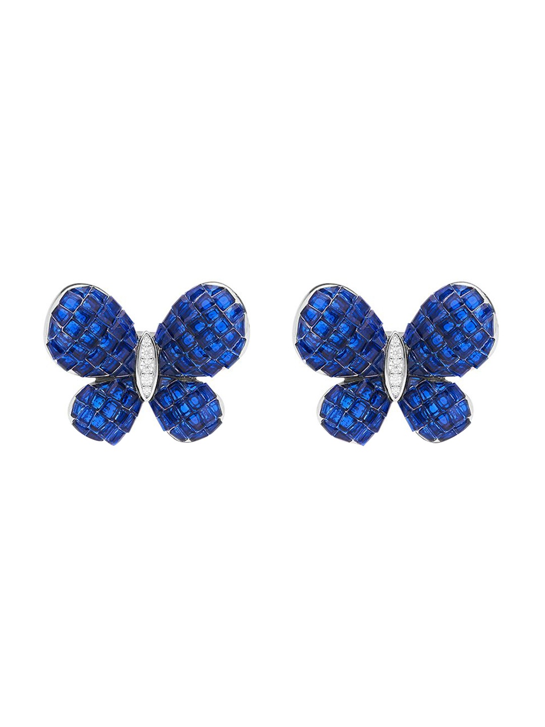 

MISS JO Whimsical Winged 92.5 Sterling Silver Rhodium-Plated Cubic Zirconia Studded Studs