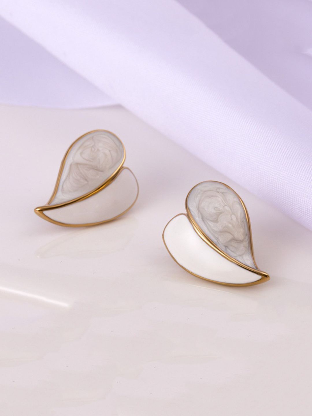 

Krelin Rhodium Plated Heart Shaped Studs, White