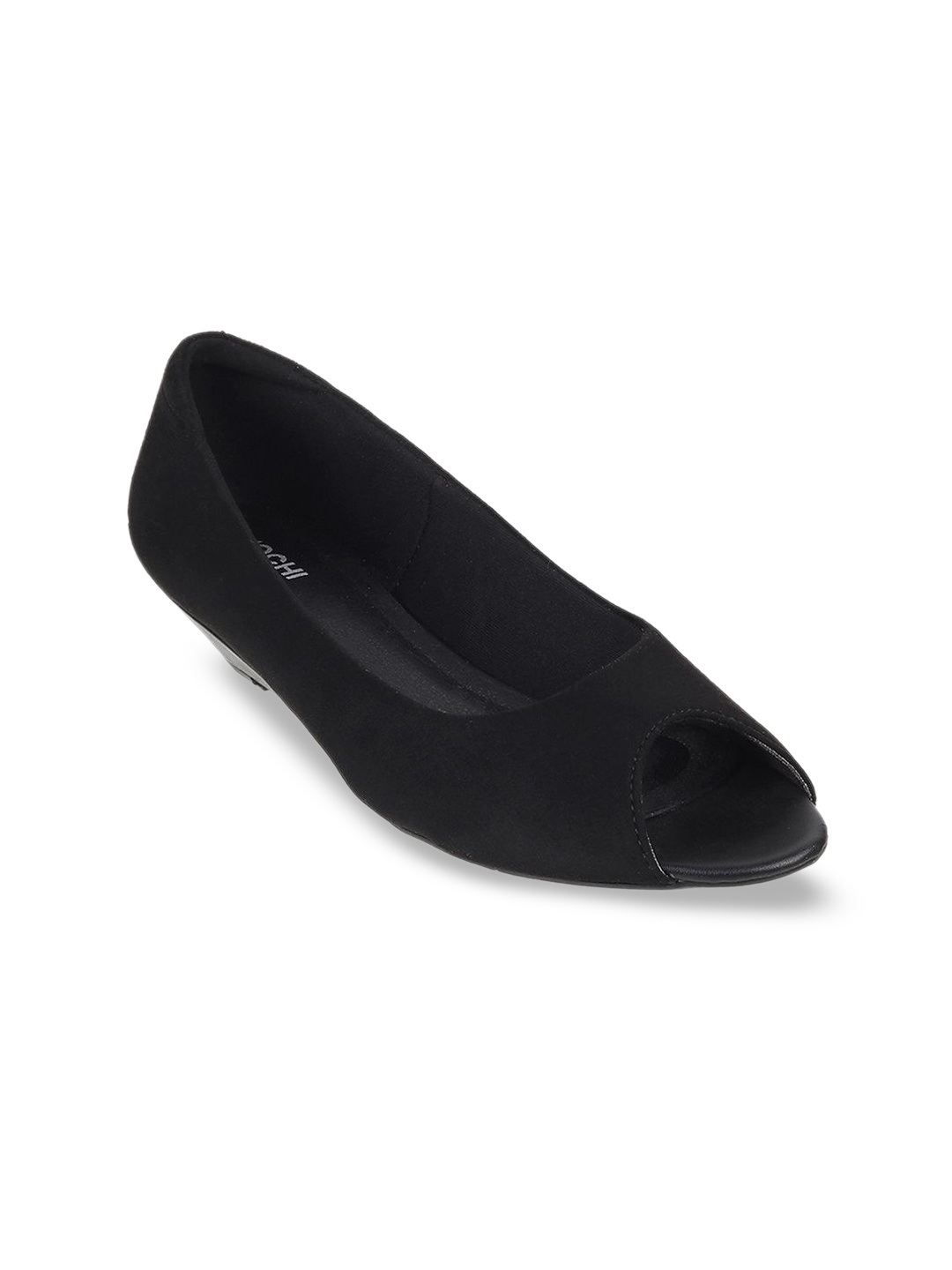 

Mochi Women Textured Ballerinas with Bows Flats, Black