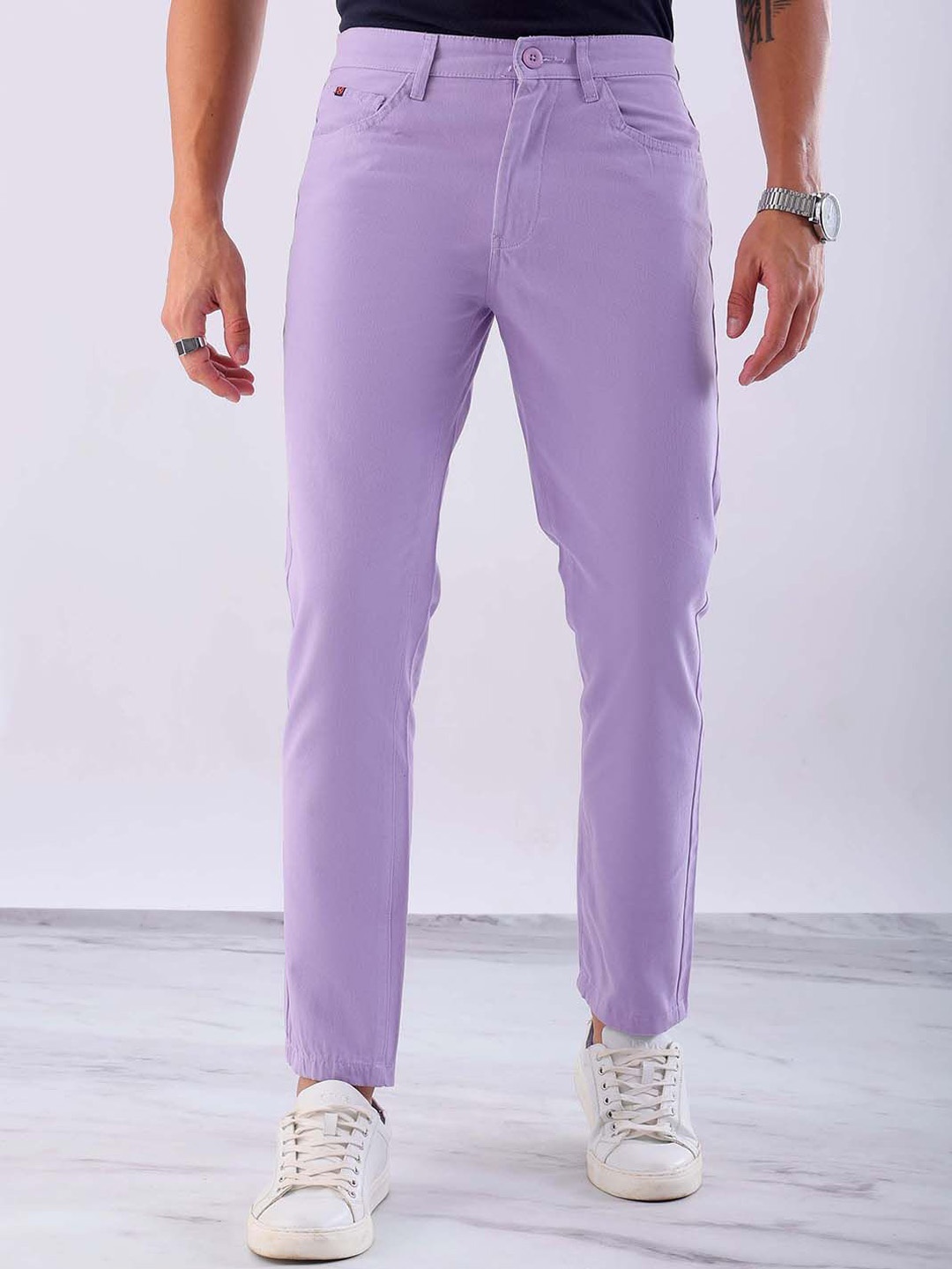 

Hardsoda by The Indian Garage Co Men Slim Fit Chinos Trousers, Purple