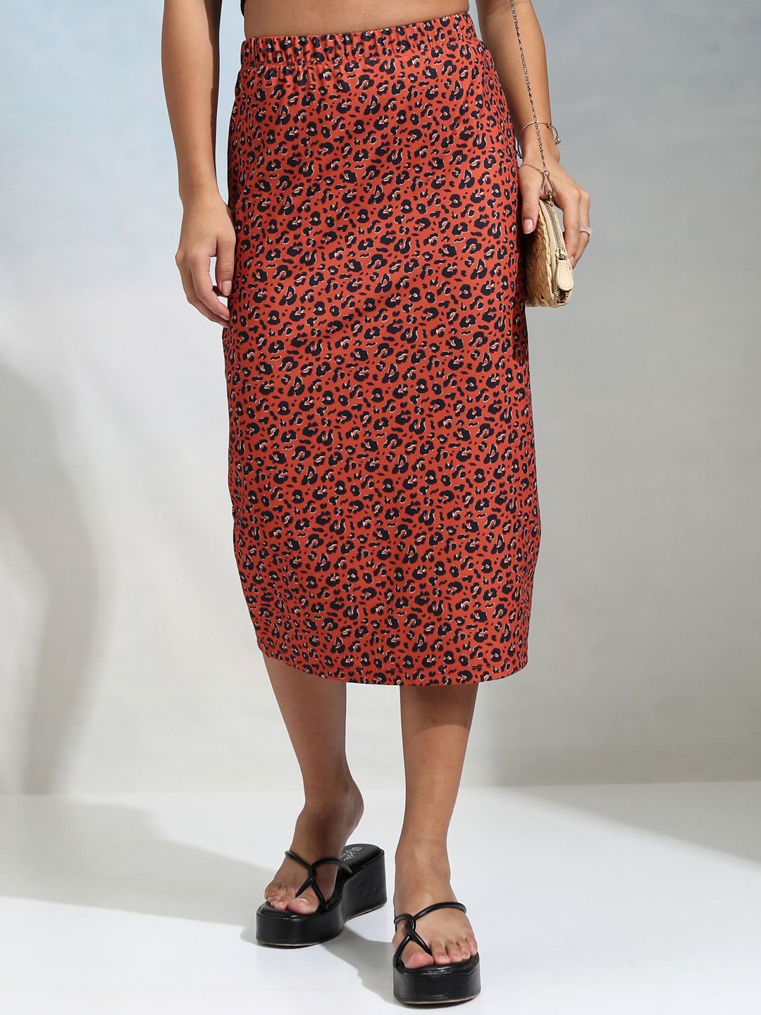 

Tokyo Talkies Animal Printed Pencil Midi Skirt, Rust