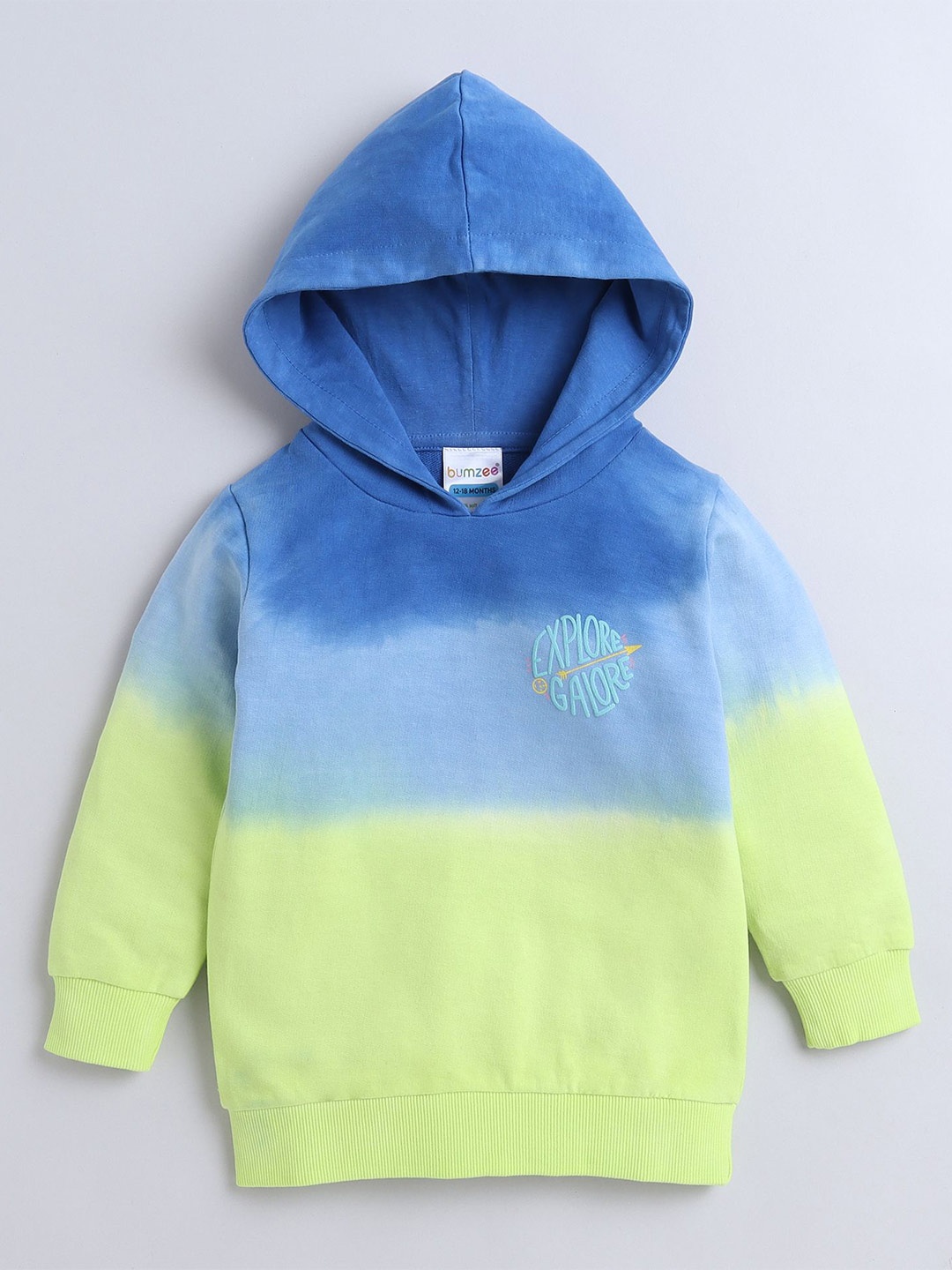 

BUMZEE Boys Colourblocked Hooded Cotton Sweatshirt, Blue