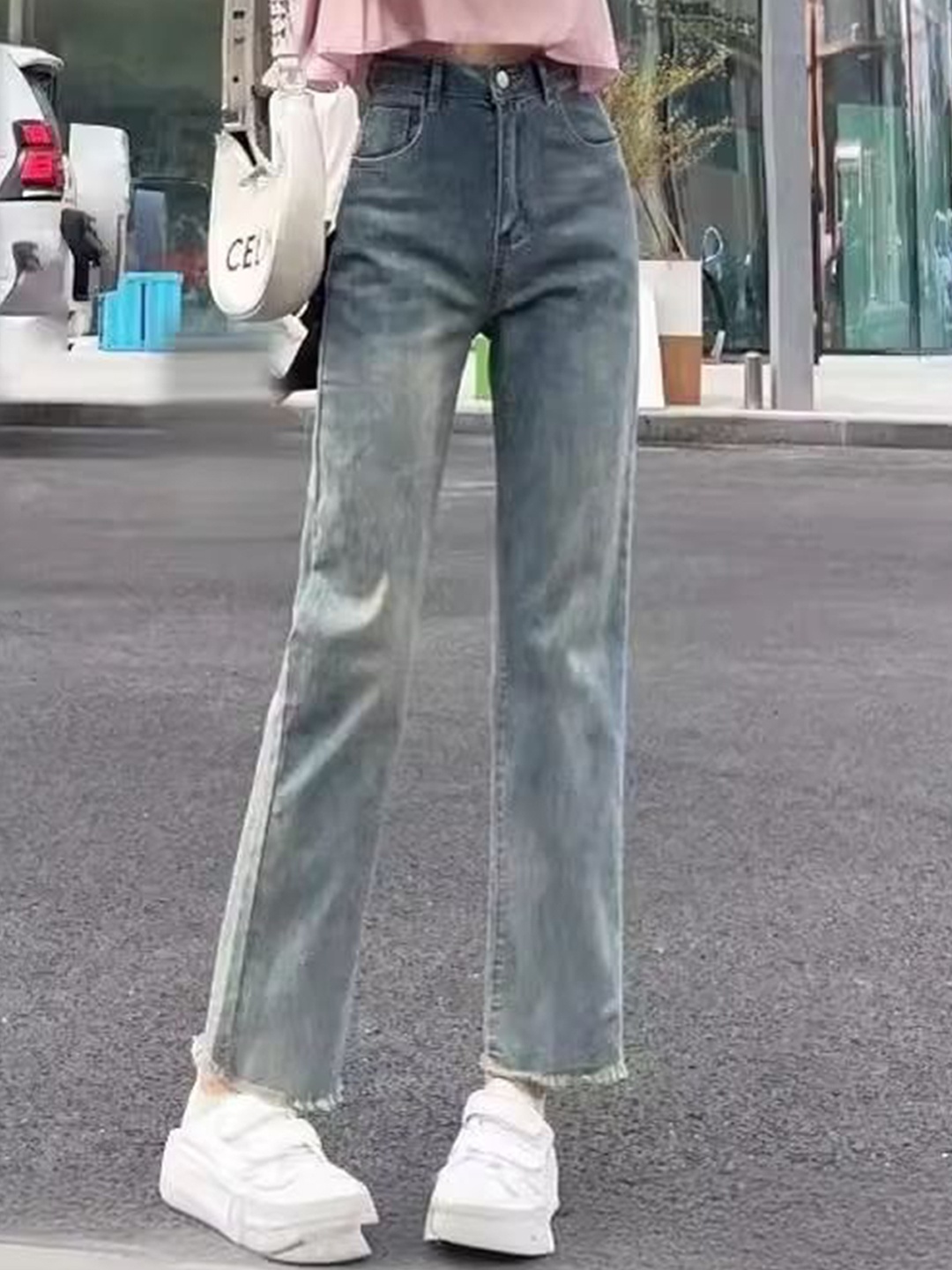 

StyleCast Women Straight Fit High-Rise Light Fade Denim Jeans, Blue