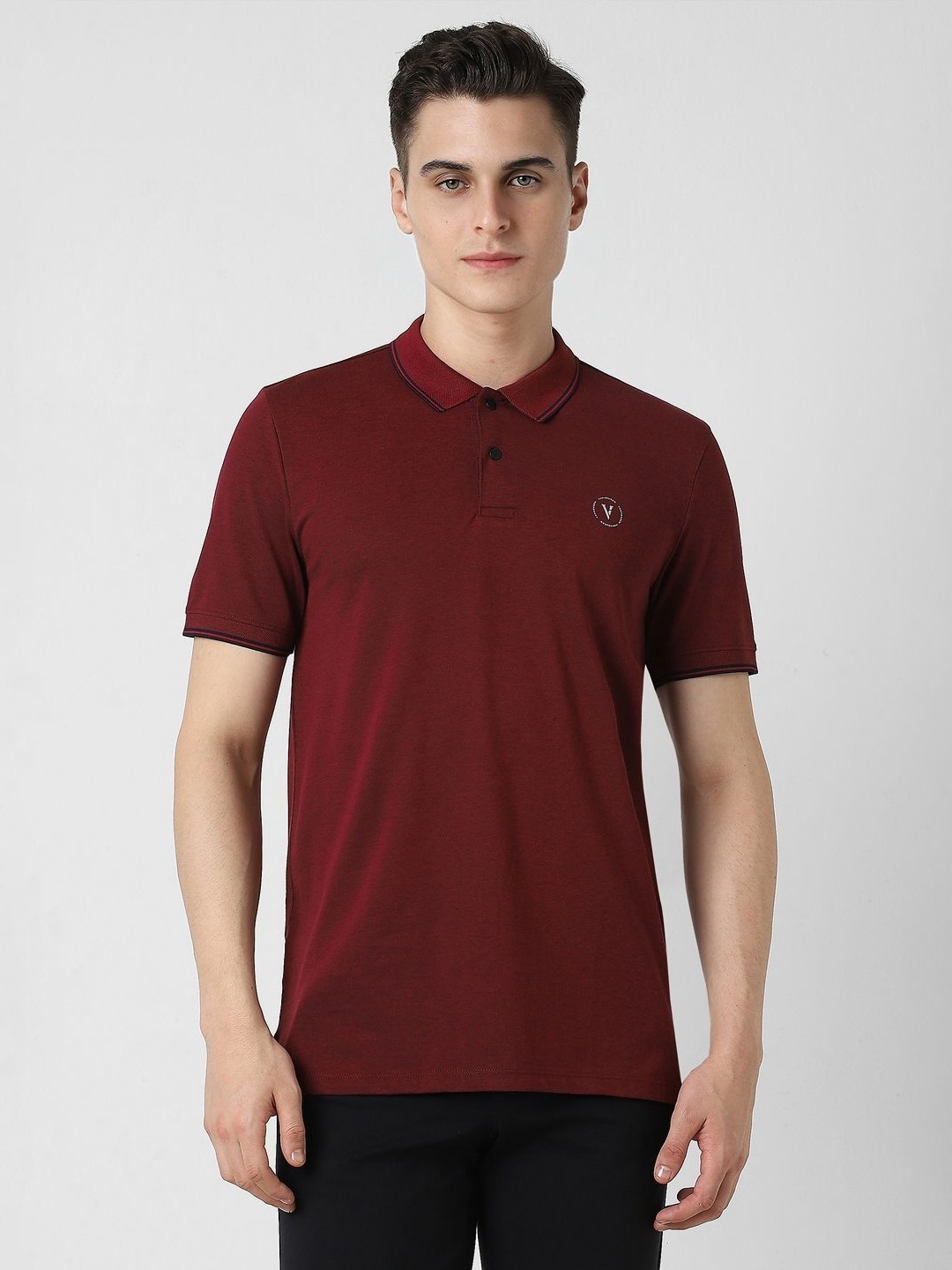

Van Heusen Flex Men Solid Polo Collar Cotton T-shirt, Maroon