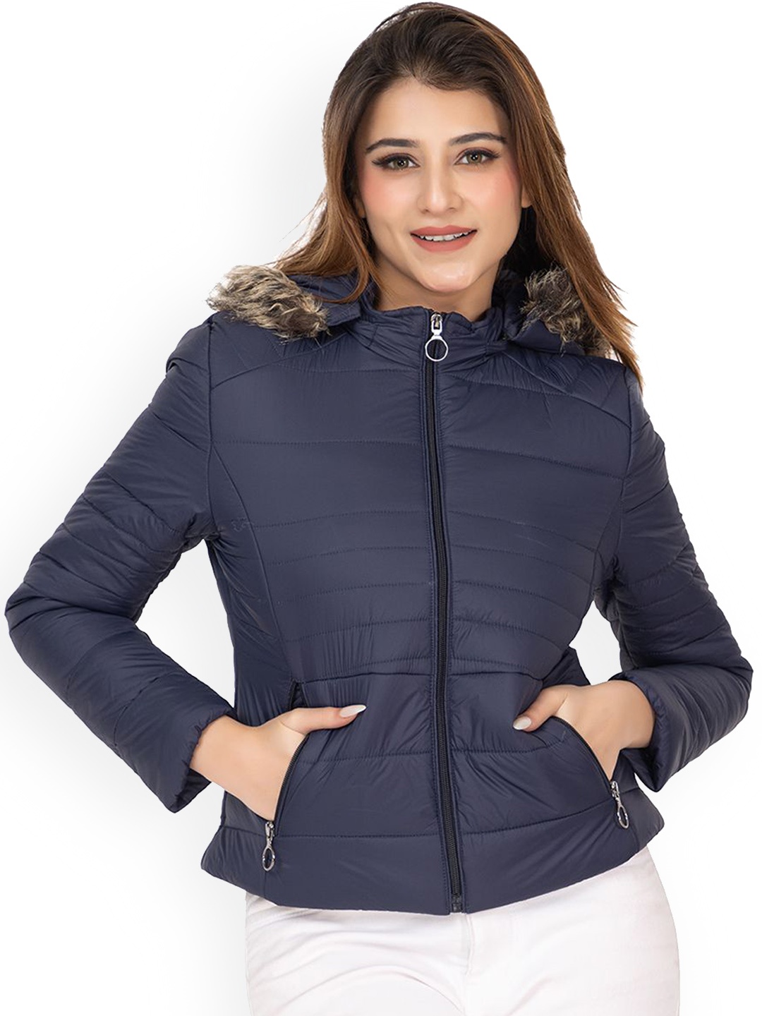 

TWENTY ME Women Solid Parka Jacket, Navy blue