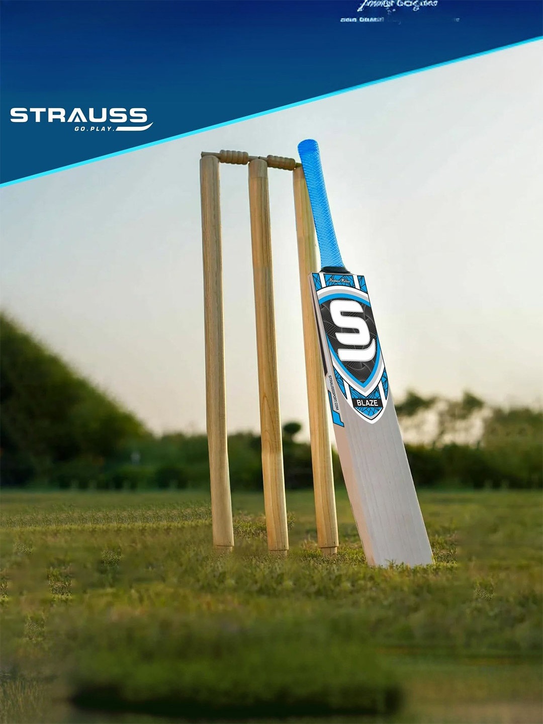 

STRAUSS Blaze Kashmir Willow Cricket Bat, Blue