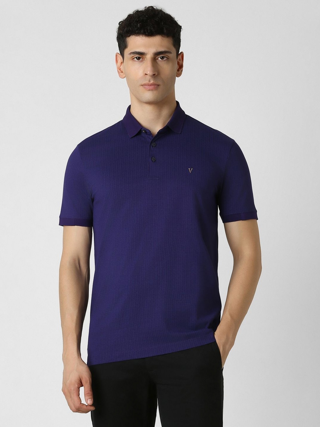 

Van Heusen Sport Men Solid Polo Collar Cotton T-shirt, Navy blue