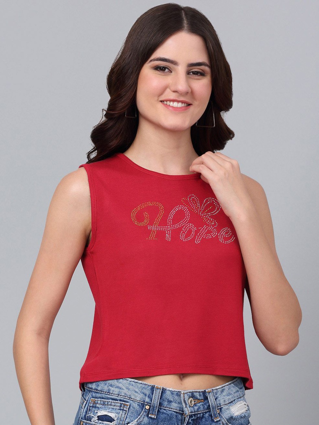 

Dressitude Women Solid Round Neck Pure Cotton T-Shirt, Red