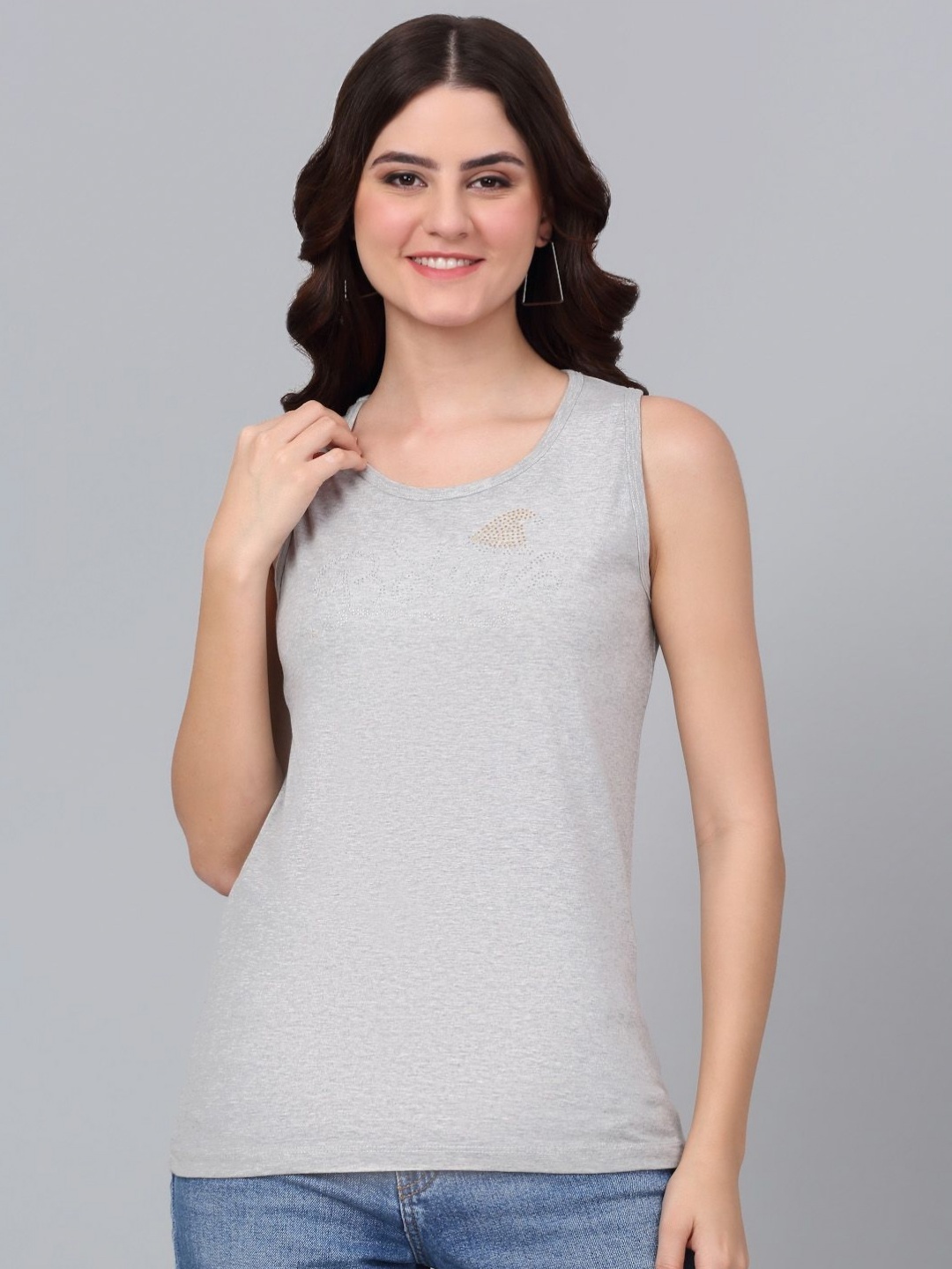 

Dressitude Women Solid Round Neck Pure Cotton T-Shirt, Grey