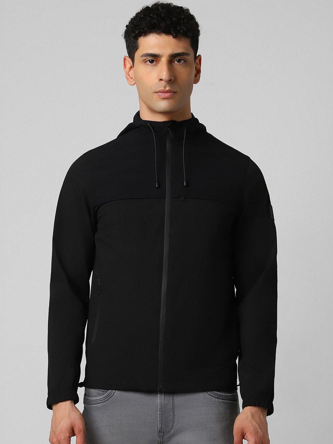 

V Dot Men Open Front Jacket, Black