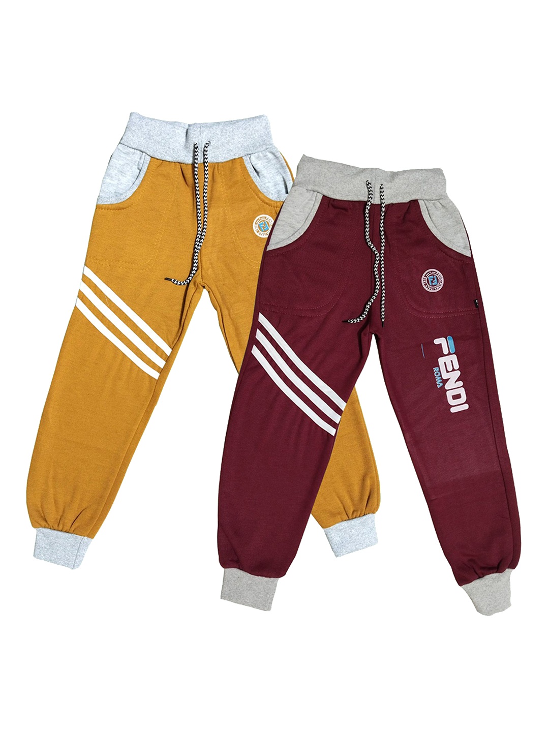 

BAESD Boys Pack Of 2 Printed Mid Rise Joggers, Maroon