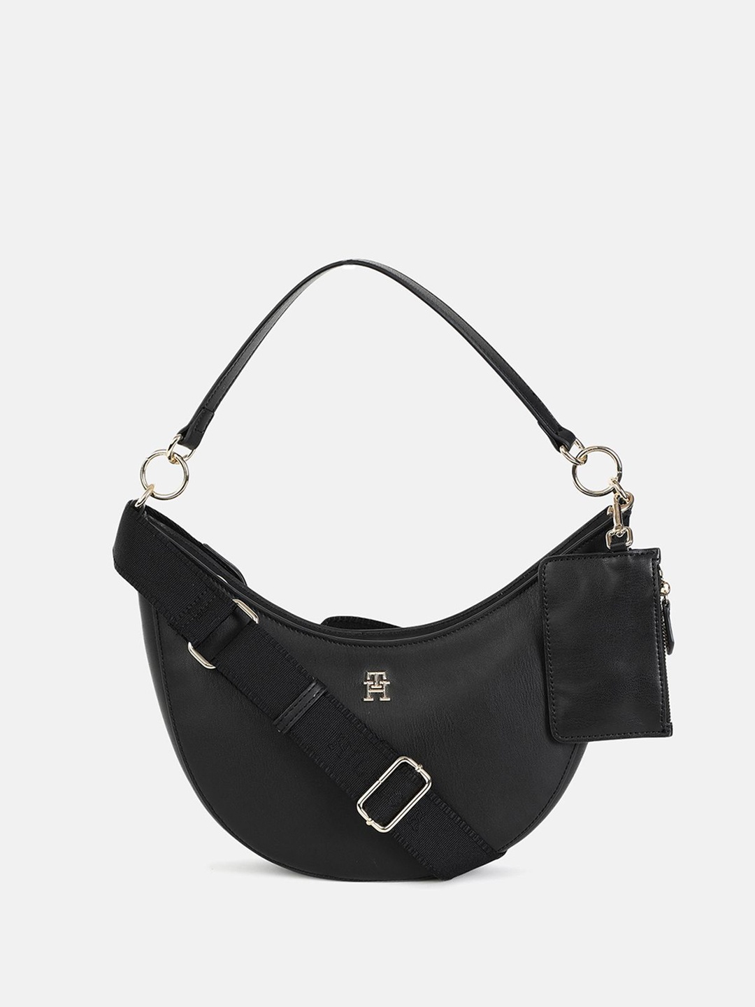 

Tommy Hilfiger PU Oversized Half Moon Handheld Bag, Black