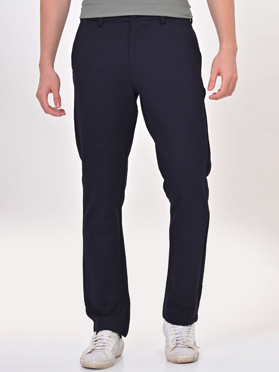 

POE Men Smart Slim Fit Chinos Trousers, Navy blue
