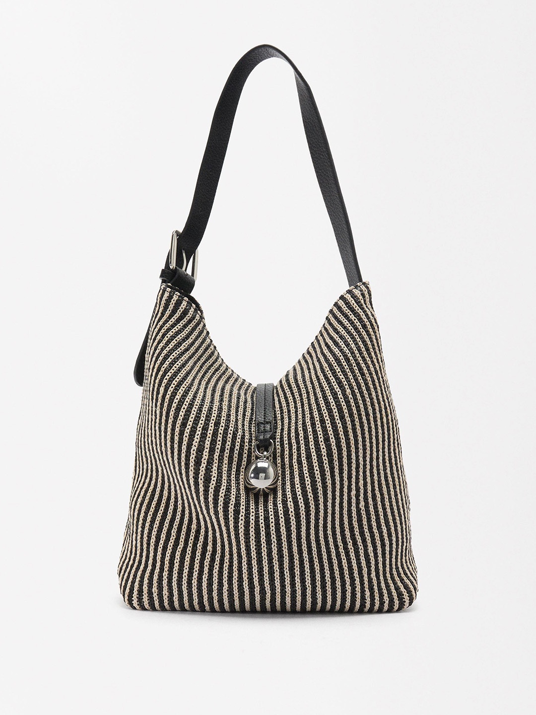 

PARFOIS Woven Design Structured Hobo Bag, Black