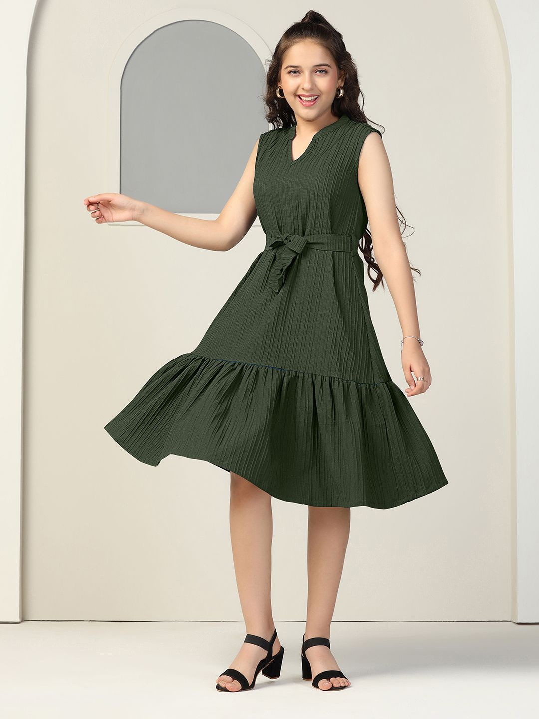 

OMPAX Fit & Flare Dress, Green