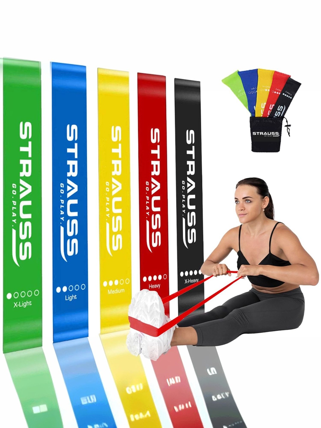 

STRAUSS Set Of 5 Resistance Loop Bands, Red