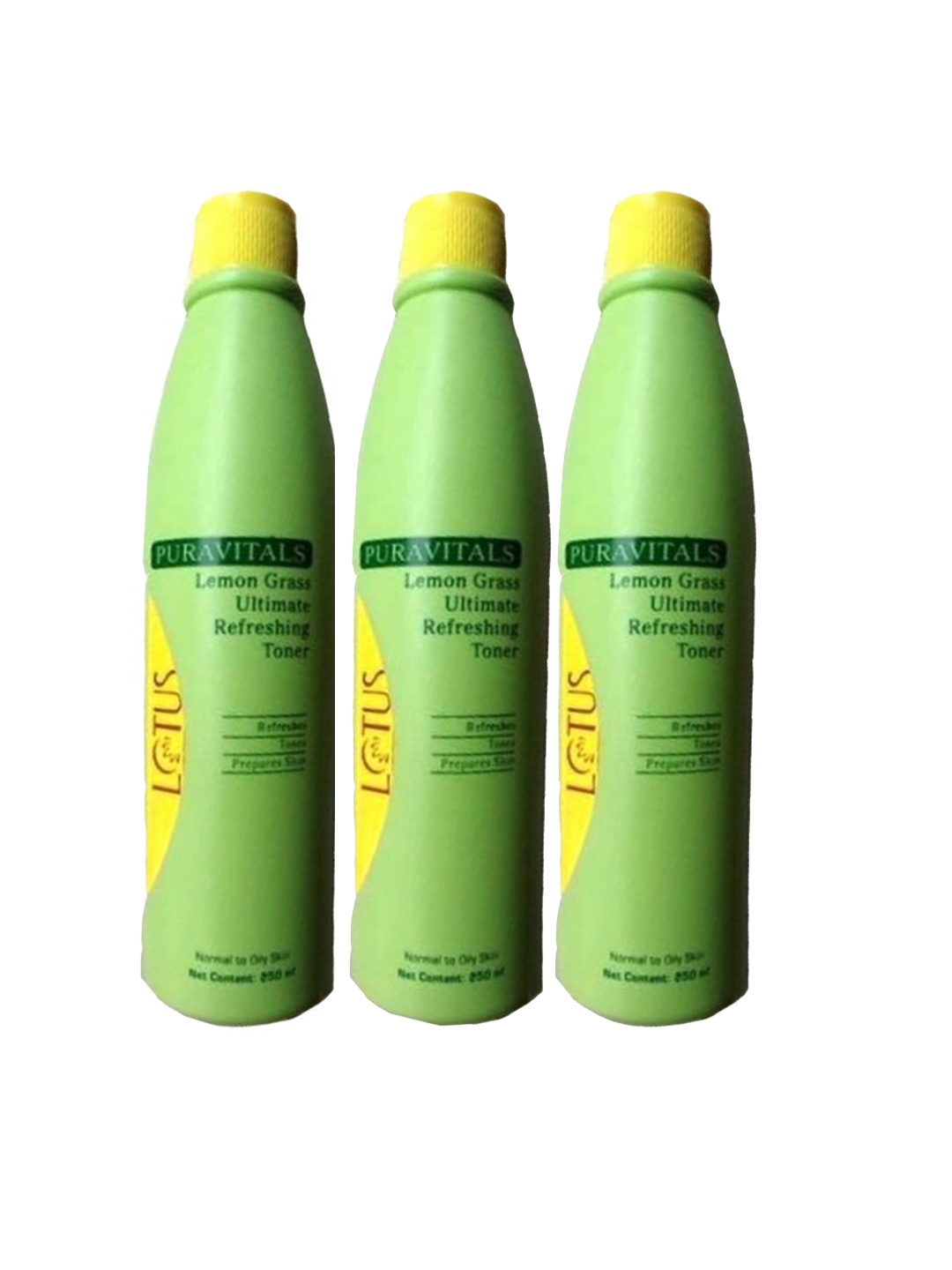 

Lotus Professional Set Of 3 Puravitals Lemongrass Ultimate Refreshing Toners- 250ml Each, Green