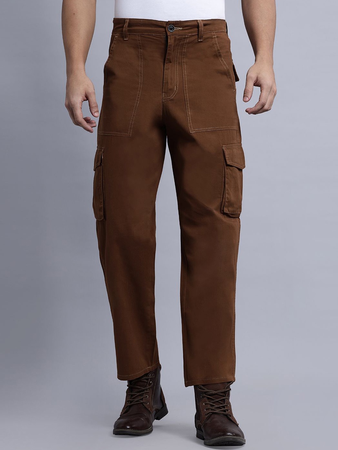 

N AND J Men High-Rise Cargo Jeans, Copper