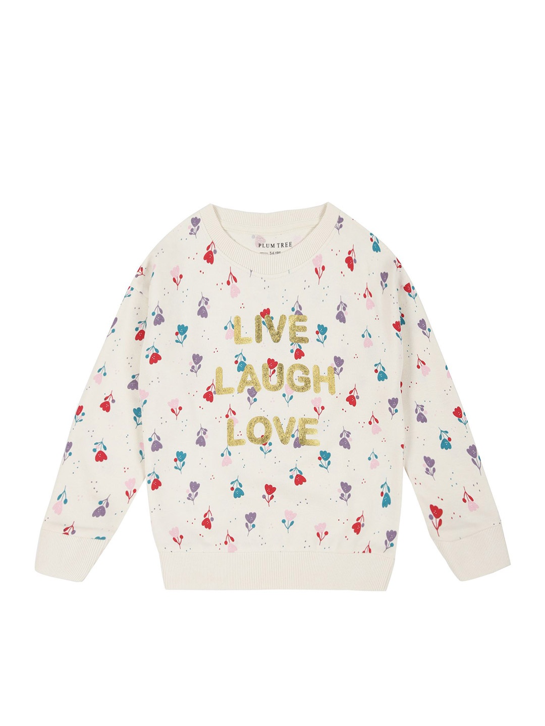 

PLUM TREE Girls Printed Cotton Sweatshirt, Beige