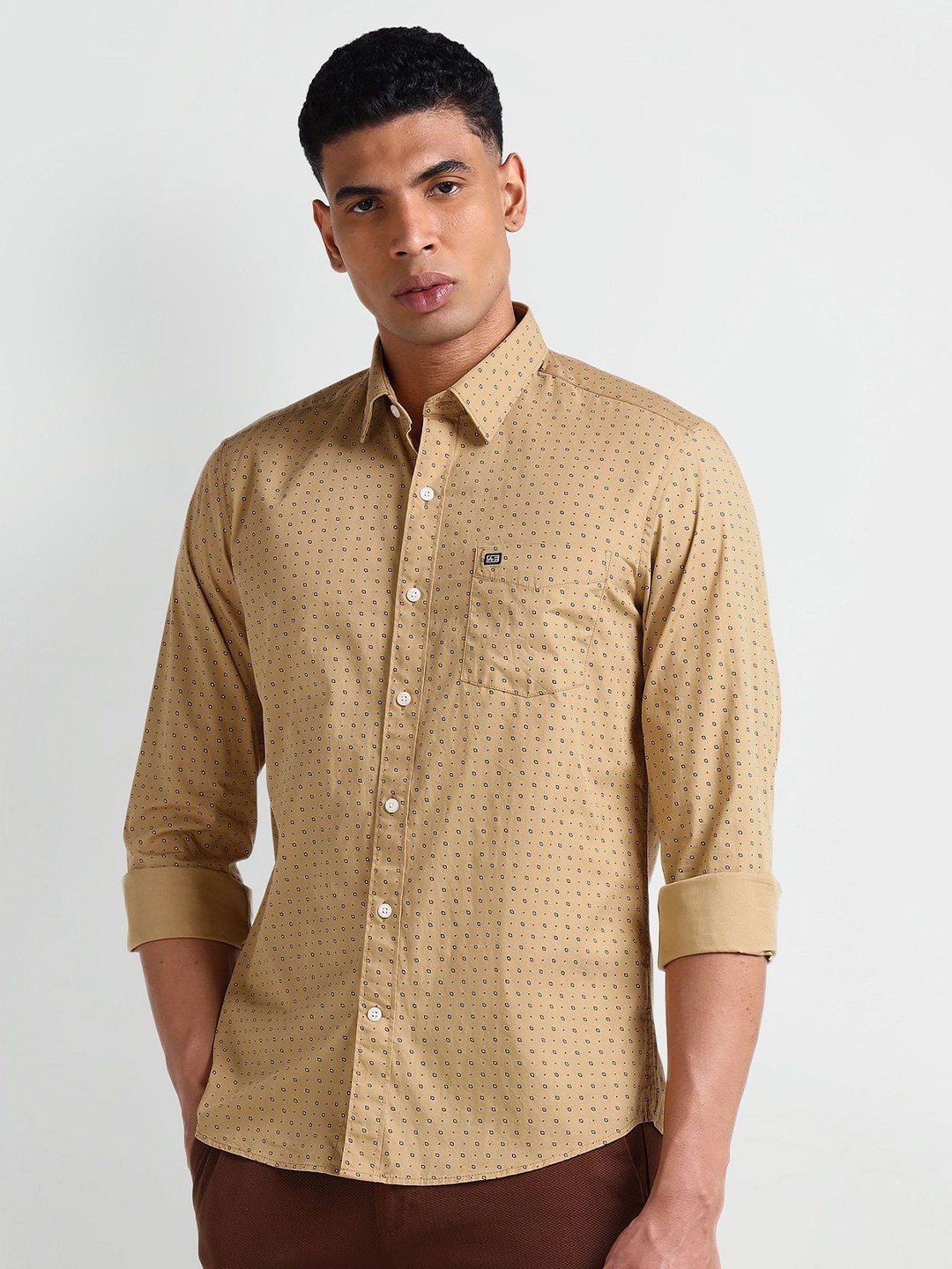 

Arrow Sport Men Smart Slim Fit Opaque Printed Casual Shirt, Brown