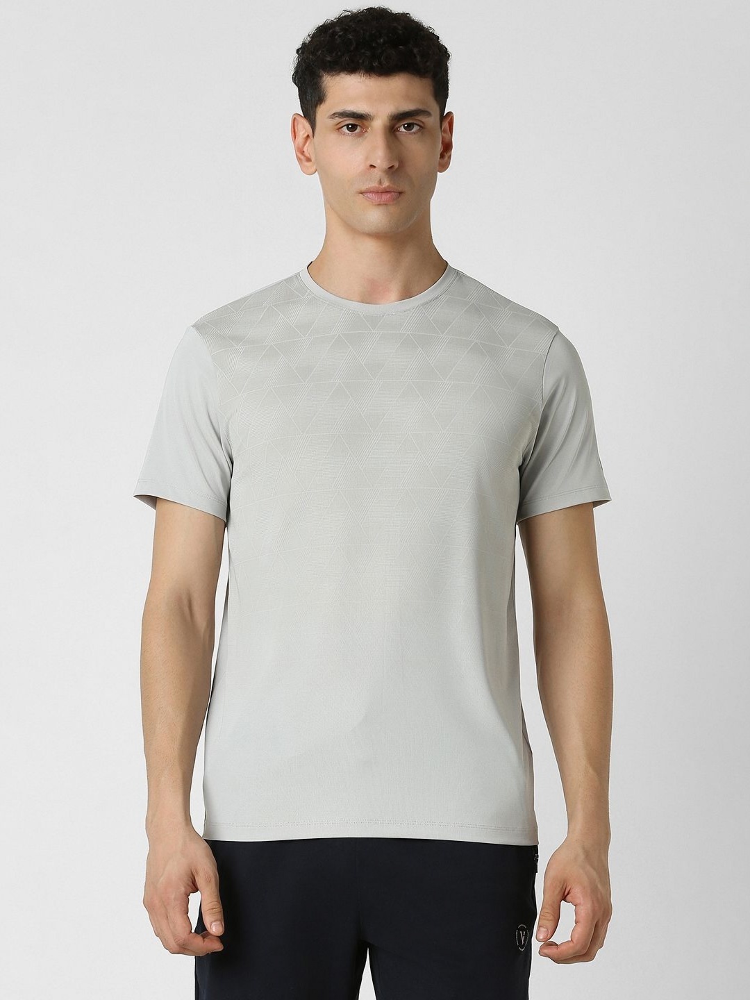 

Van Heusen Flex Men Geometric Printed Round Neck Slim Fit T-shirt, Grey