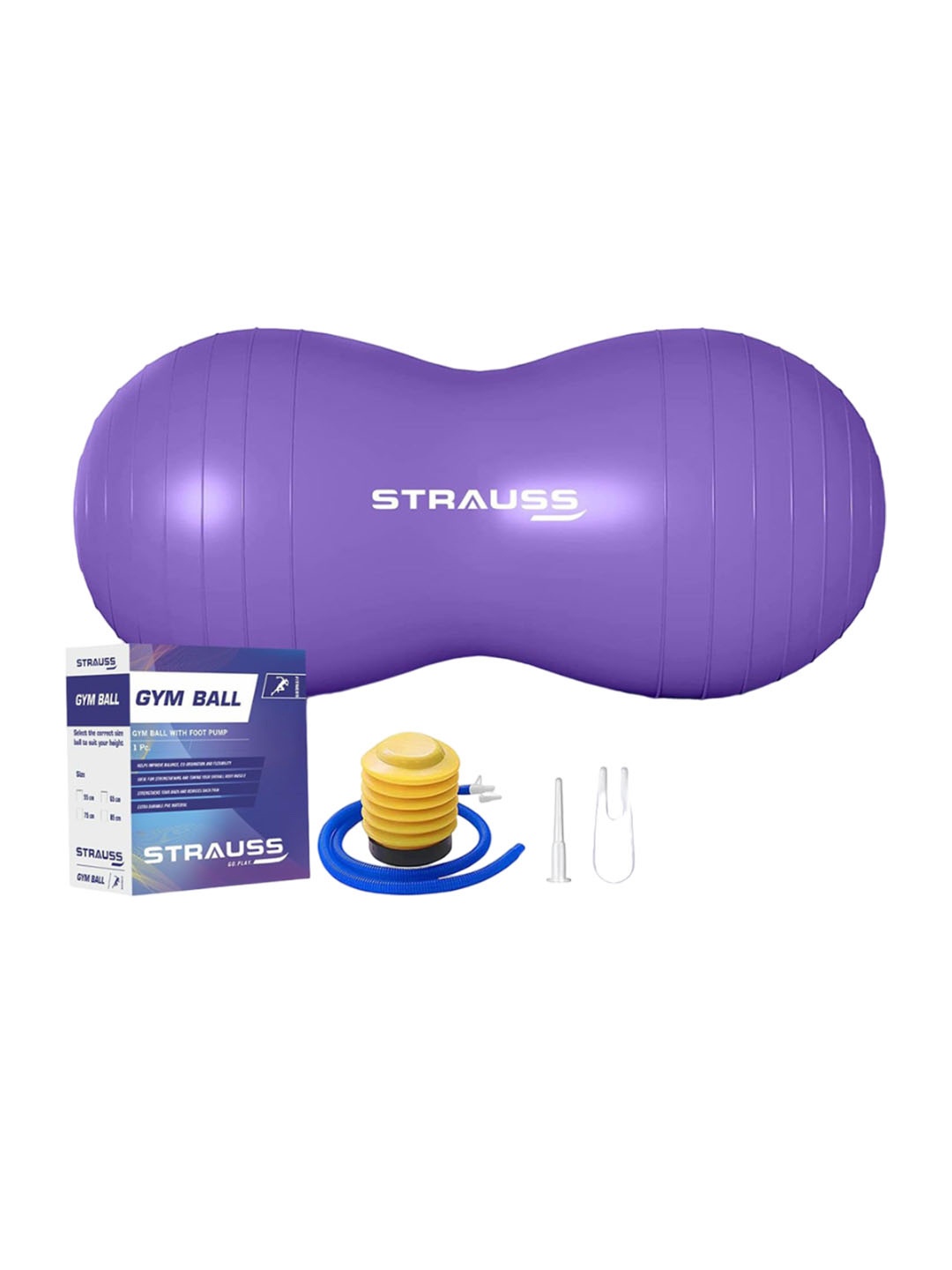 

STRAUSS Peanut Shape Anti-Burst Gym Ball With Foot Pump, Purple