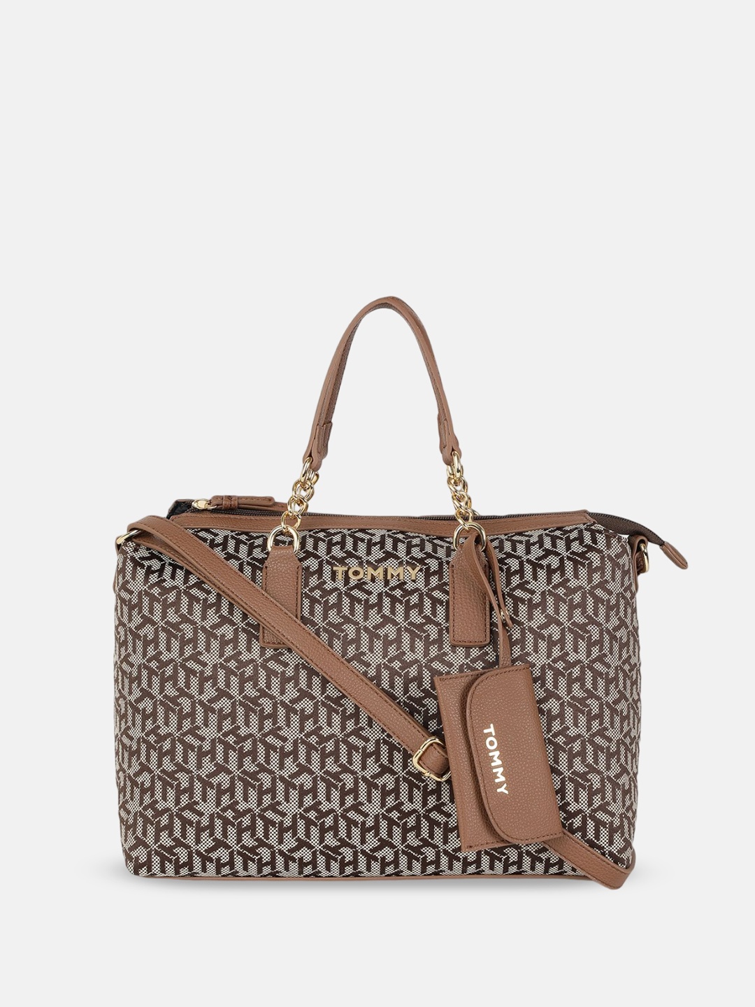 

Tommy Hilfiger Oversized Structured Handheld Bag with Tasselled, Brown