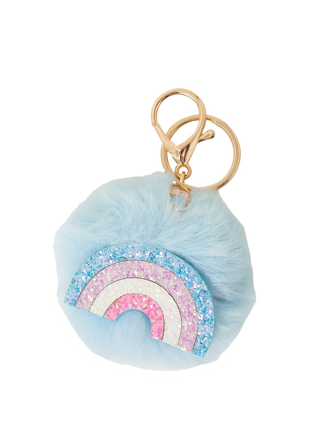 

Accessorize Girls Pom-Pom Rainbow Key Chain, Blue