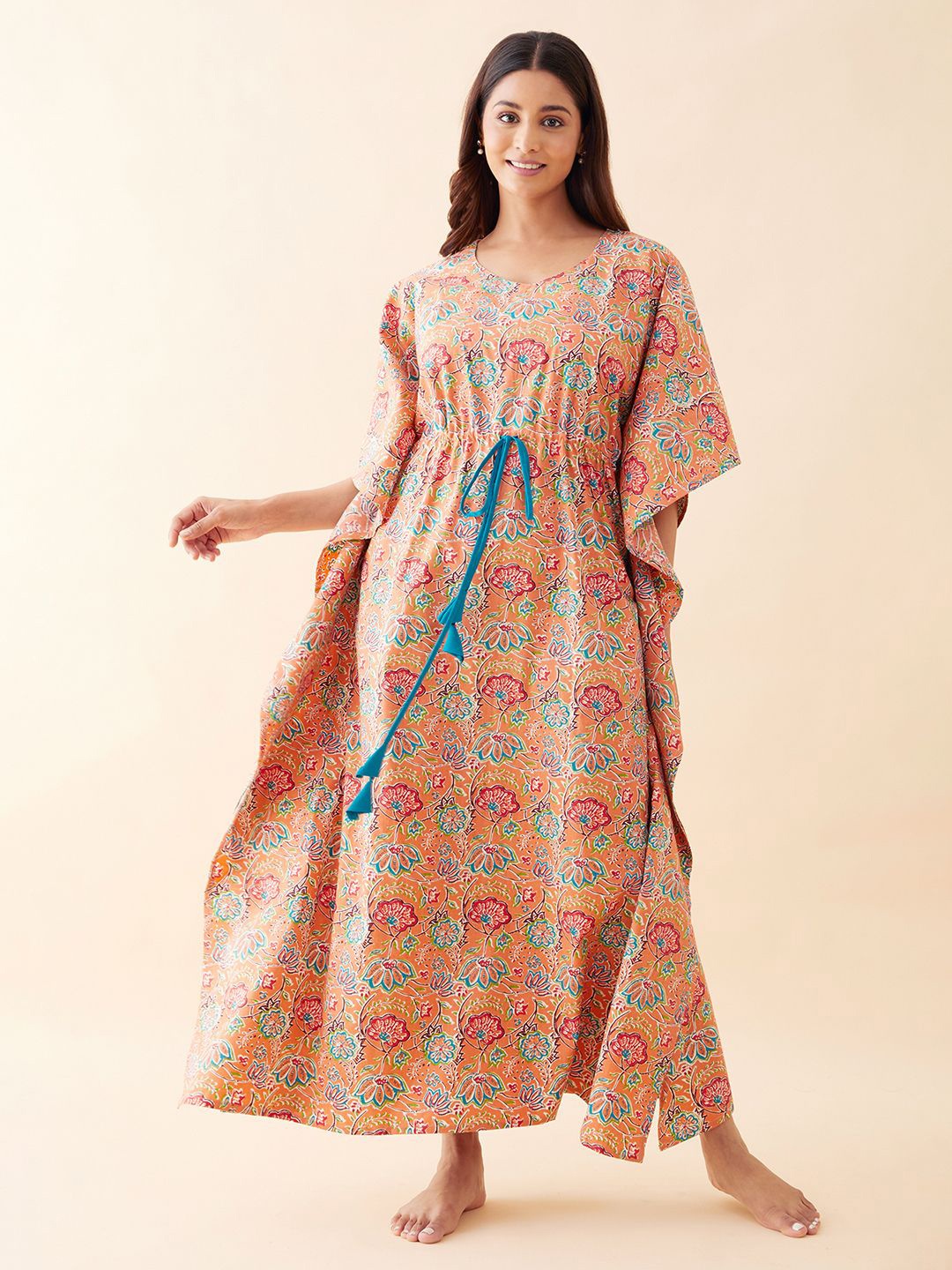 

Maybell Printed Maxi Nightdress, Peach