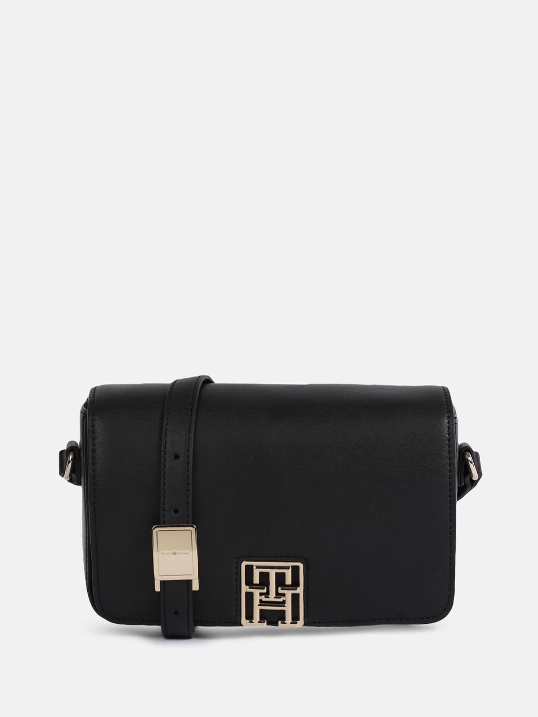 

Tommy Hilfiger PU Structured Sling Bag with Applique, Black