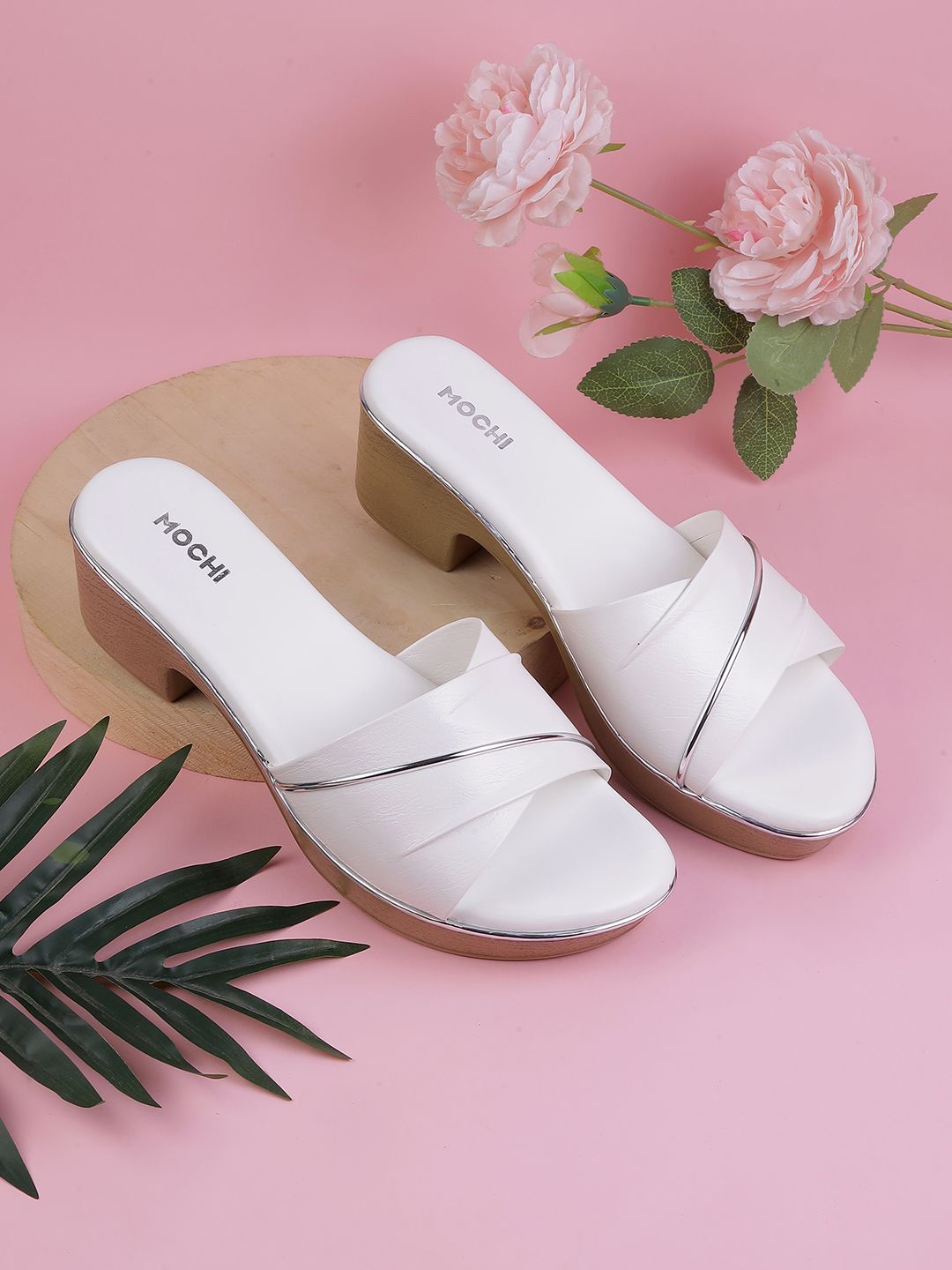 

Mochi Women Block Heels Sandals, White