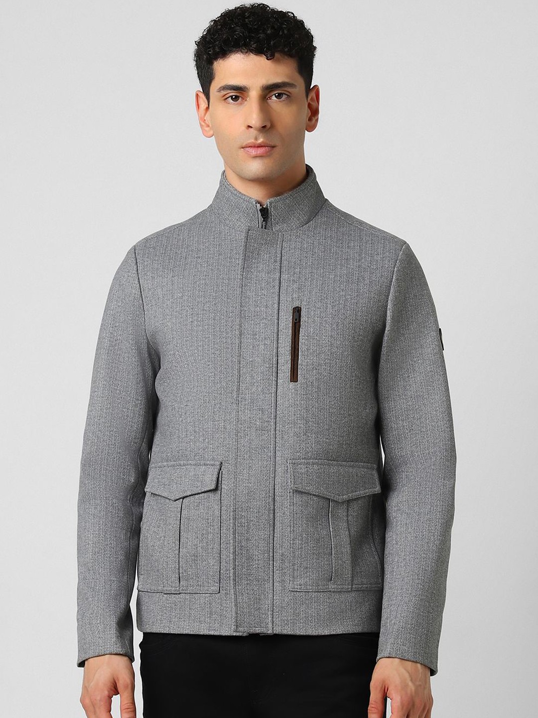 

Van Heusen Sport Men Open Front Jacket with Patchwork, Grey