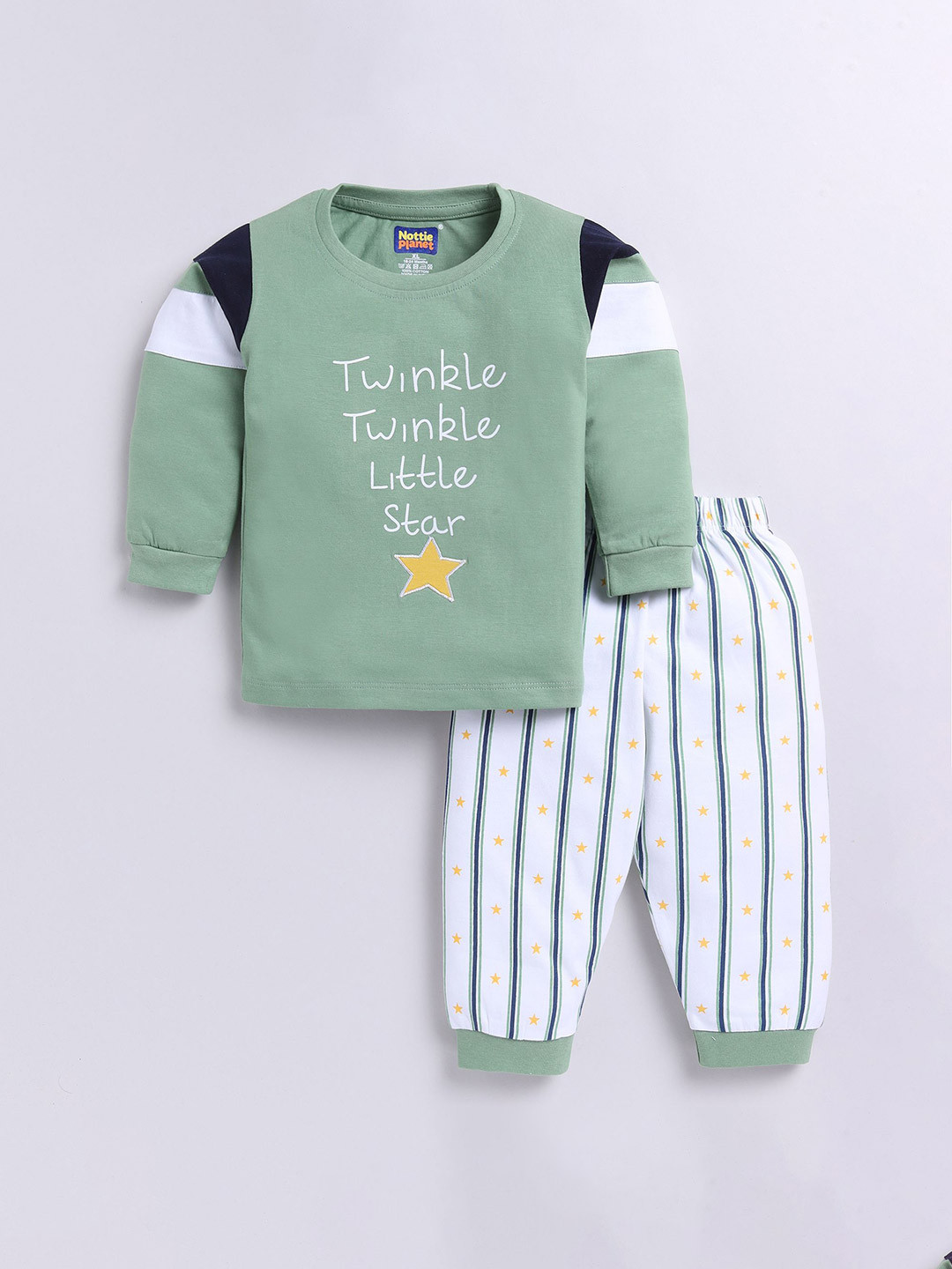 

Nottie Planet Boys Printed Pure Cotton T-shirt with Joggers, Green