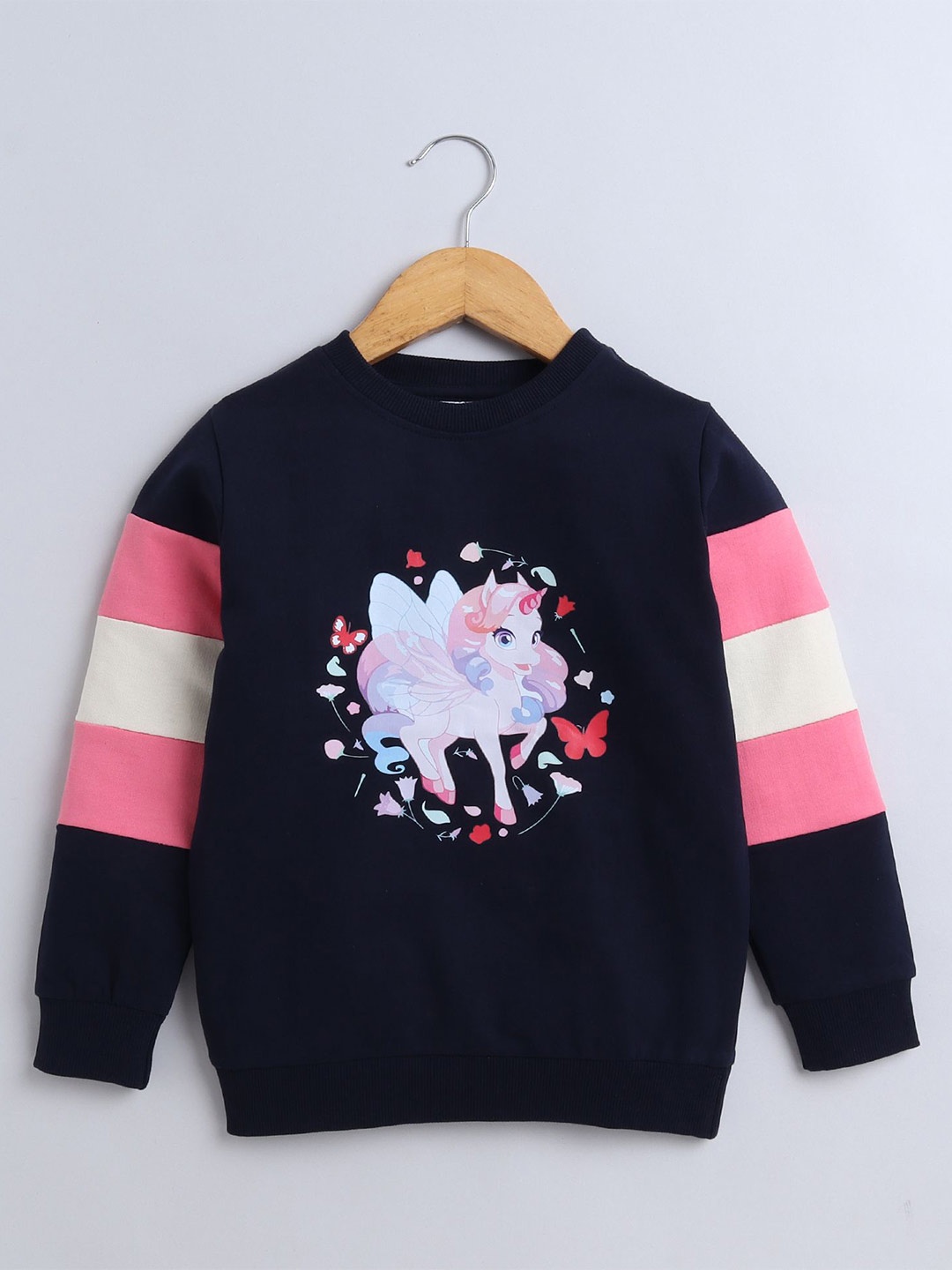 

BUMZEE Girls Printed Sweatshirt, Navy blue