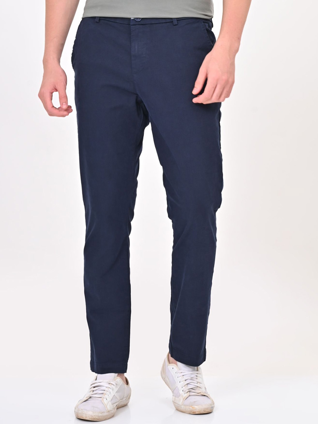 

POE Men Smart Slim Fit Chinos Trousers, Navy blue