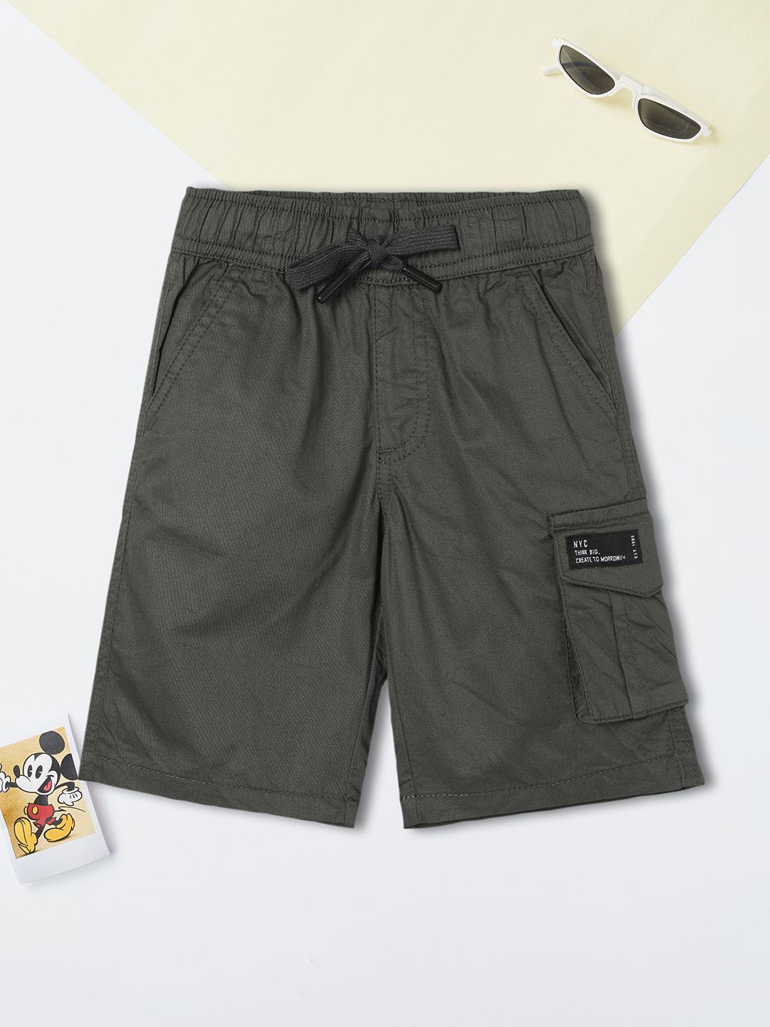 

max Boys Solid Printed Shorts, Grey