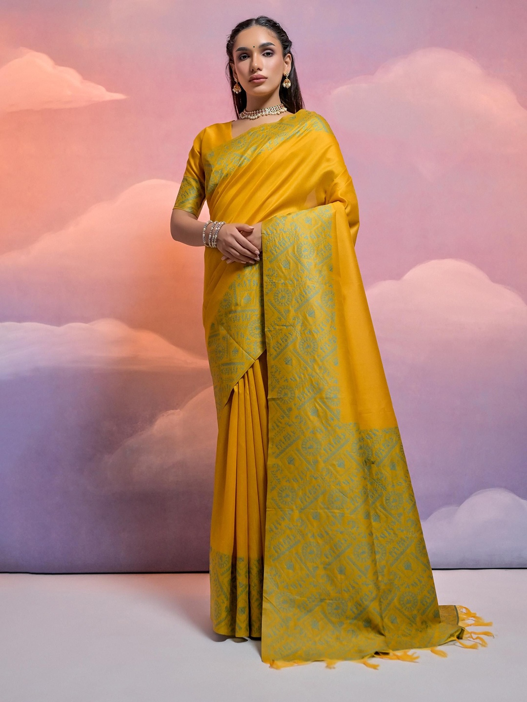 

LeeliPeeri Designer Woven Design Saree And Matching Blouse, Yellow