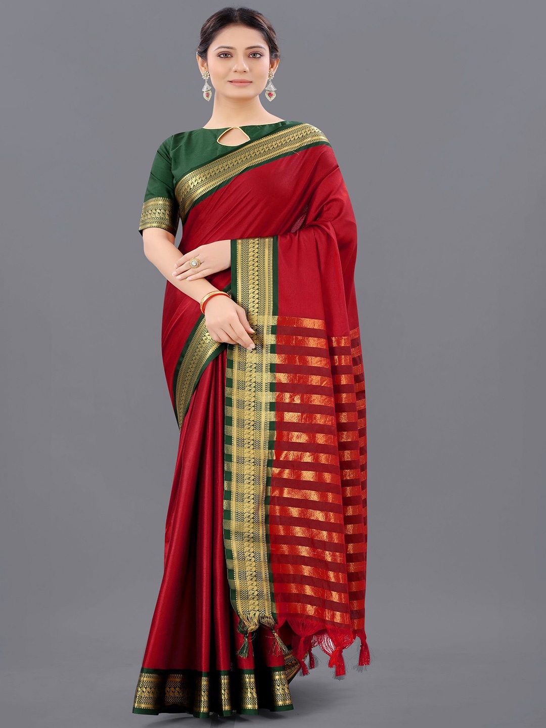 

Aika Woven Design Zari Saree, Maroon