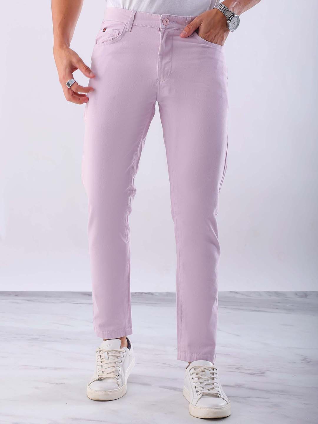 

HARDSODA Men Slim Fit Chinos Trousers, Purple